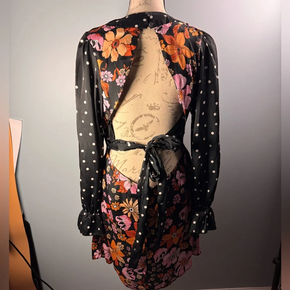 Floral and Polka Dot ASOS Long Sleeve Dress - Picture 6 of 7